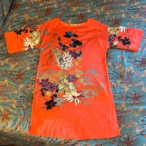 Soft Surroundings Orange Floral Chemise